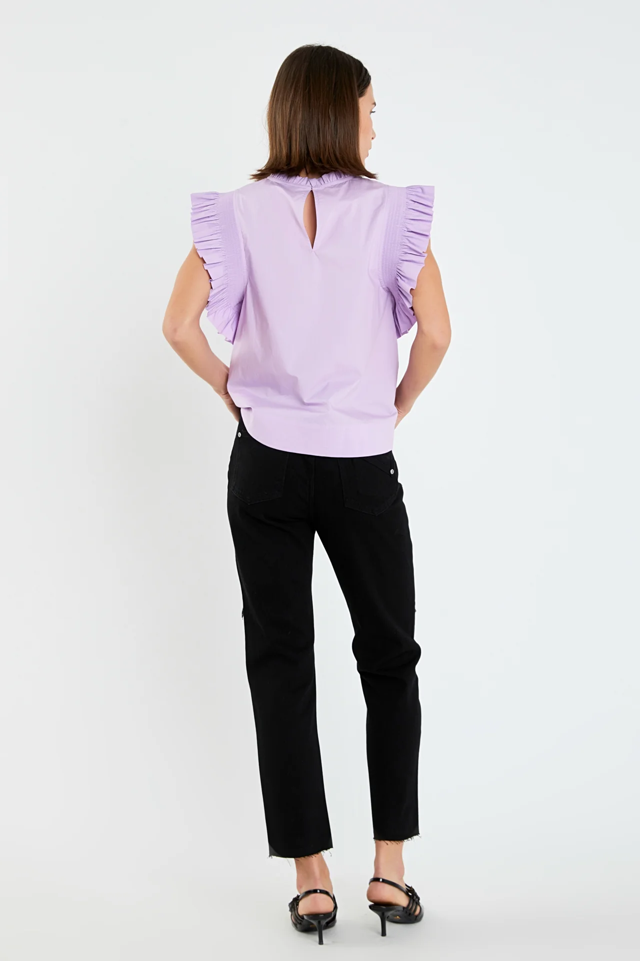 Ruffle Sleeve Poplin Top - Image 34