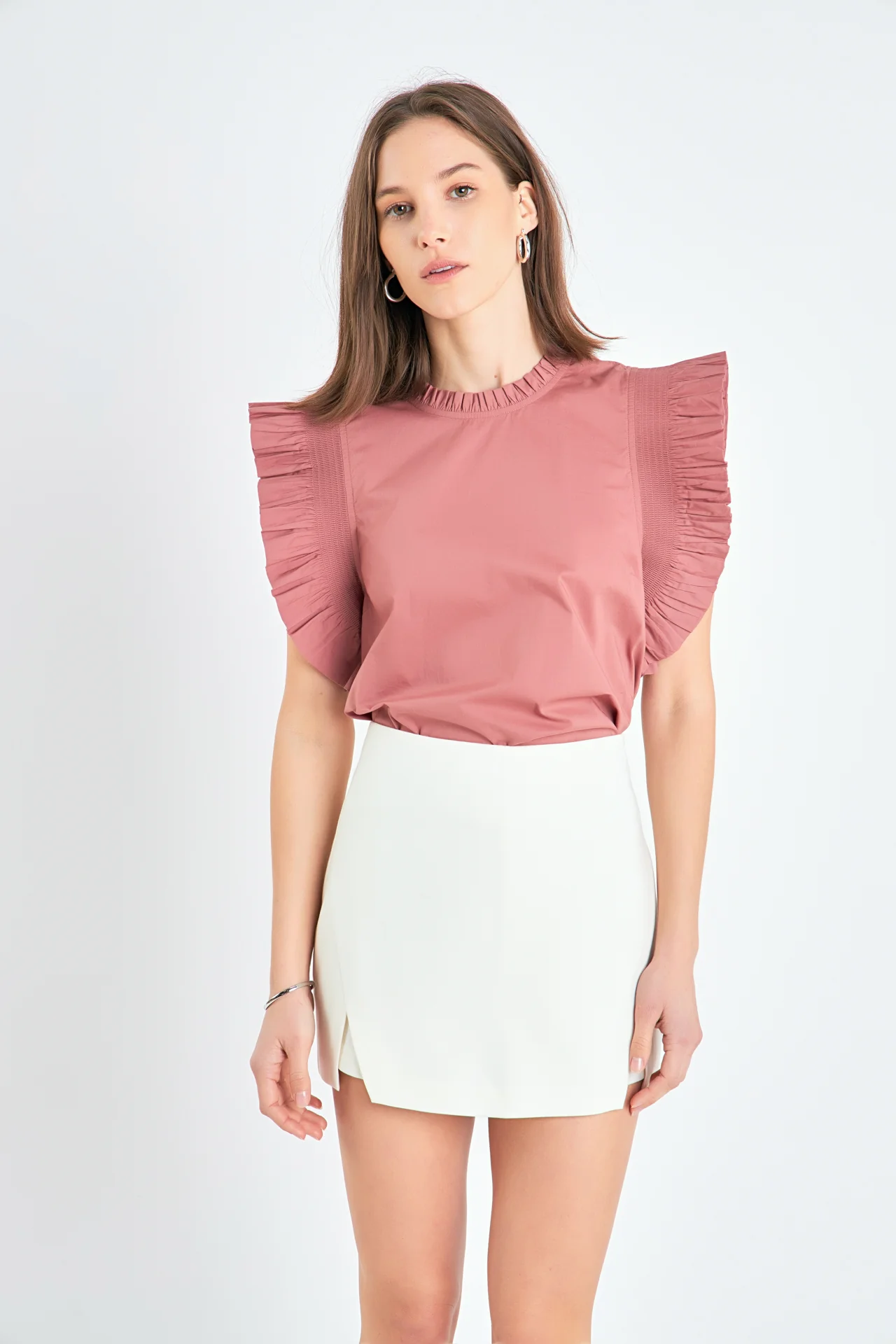 Ruffle Sleeve Poplin Top - Image 5