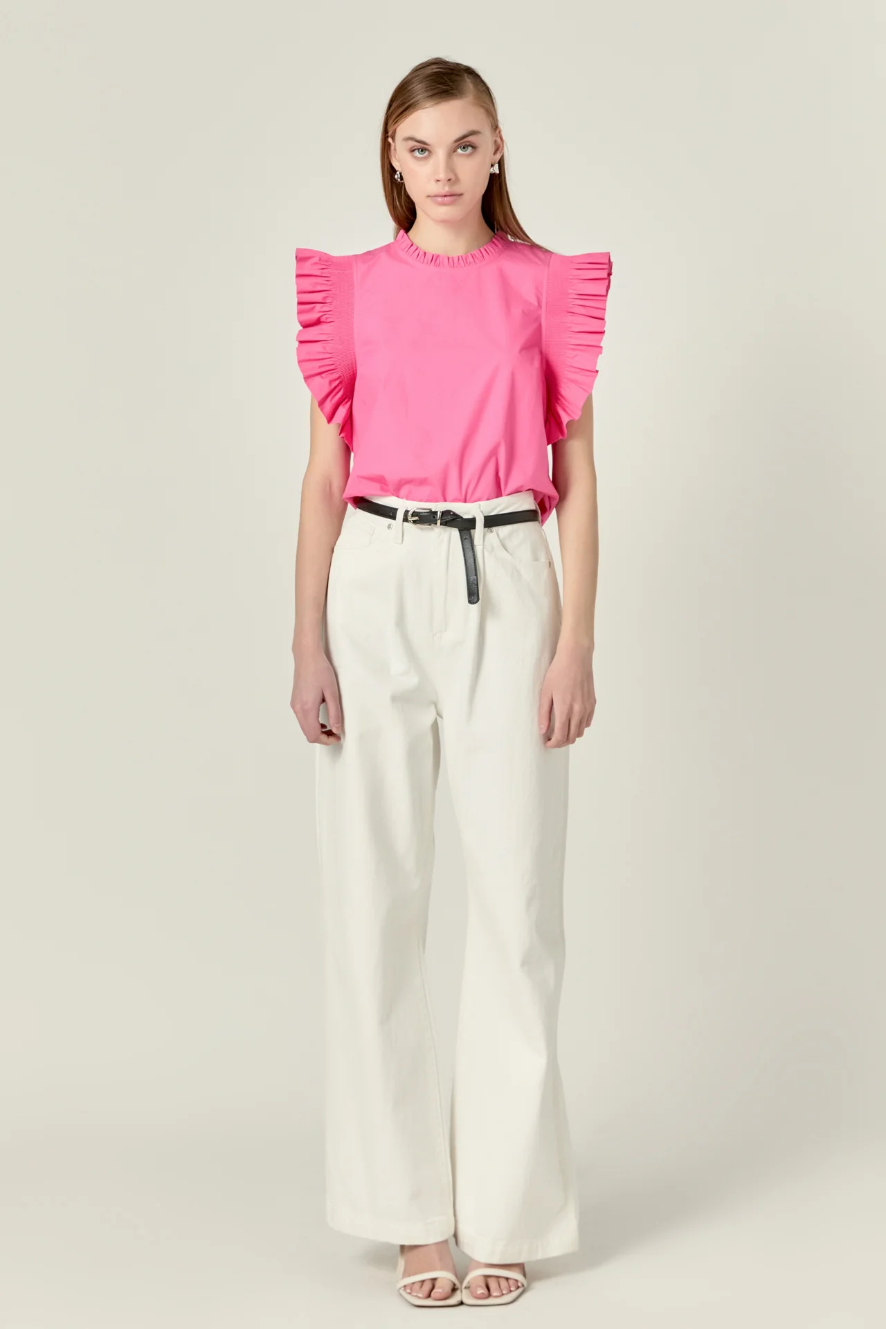 Ruffle Sleeve Poplin Top - Image 6