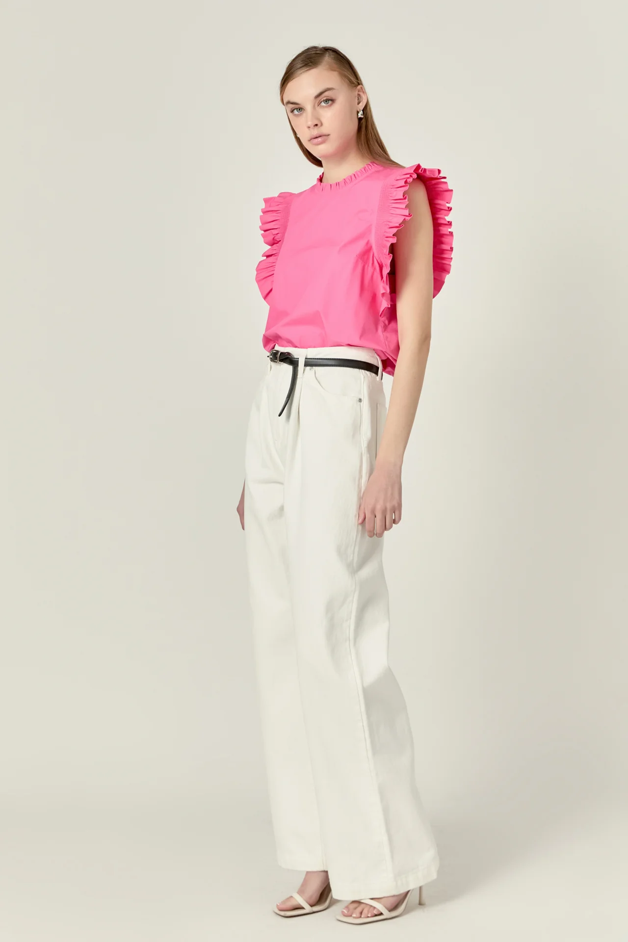 Ruffle Sleeve Poplin Top - Image 8