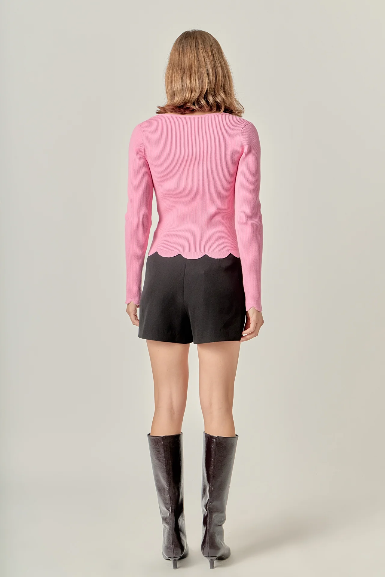 Scallop Hem Long Sleeve Sweater - Image 14