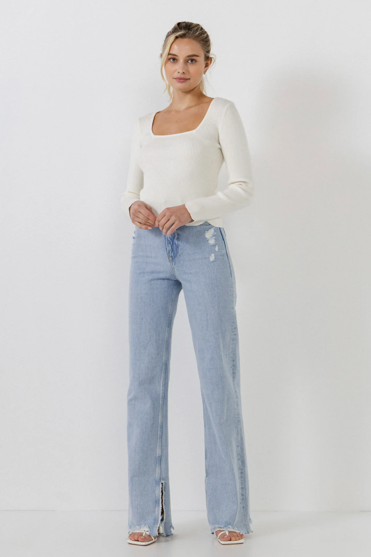 Scallop Hem Long Sleeve Sweater - Image 16