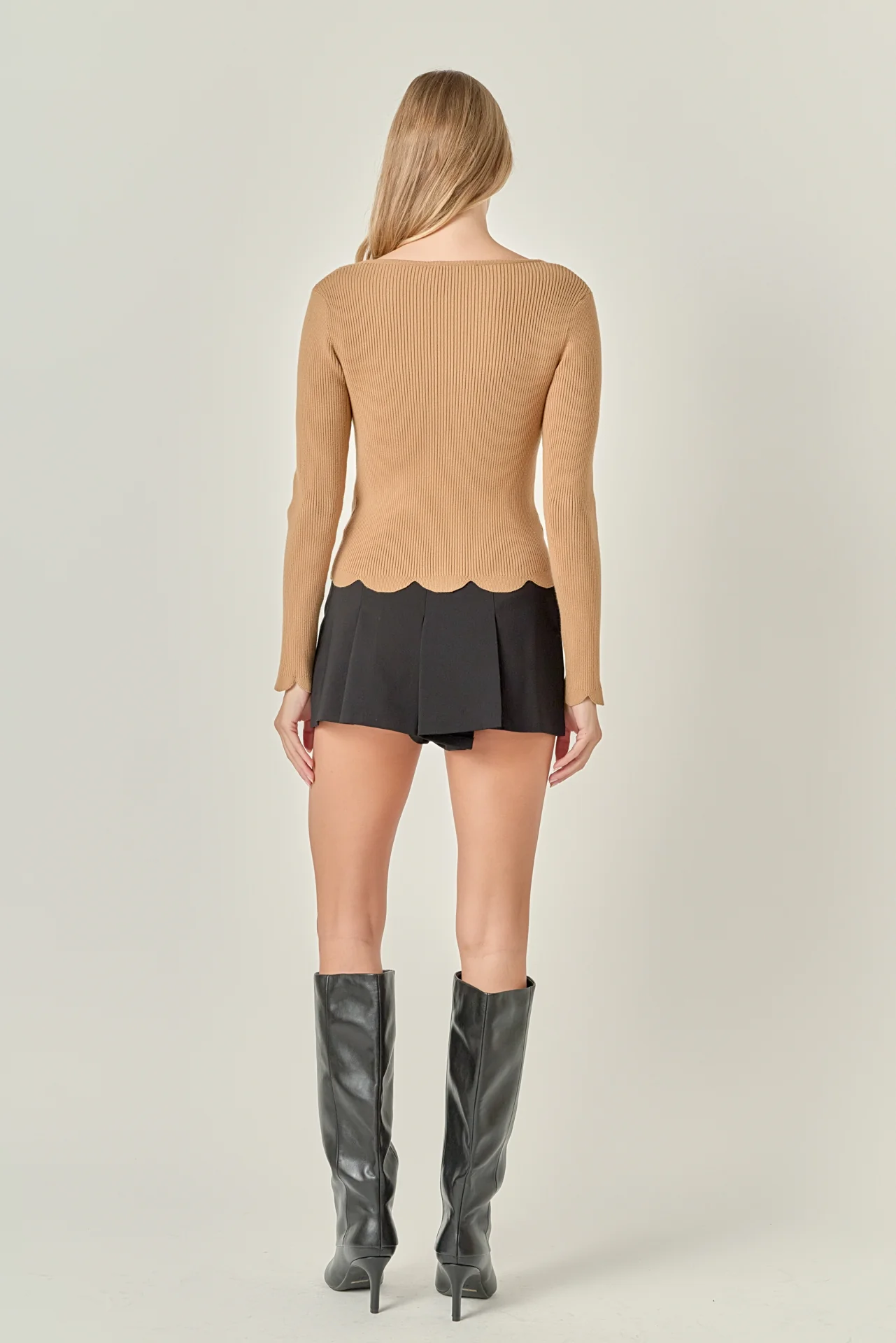 Scallop Hem Long Sleeve Sweater - Image 9