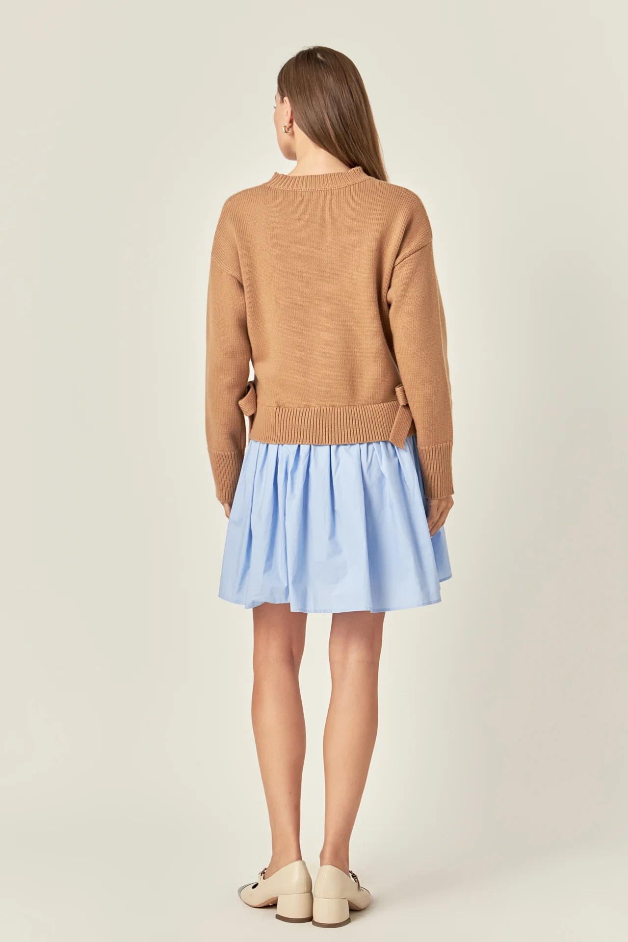 Side Tie Mixed Media Mini Dress - Image 4