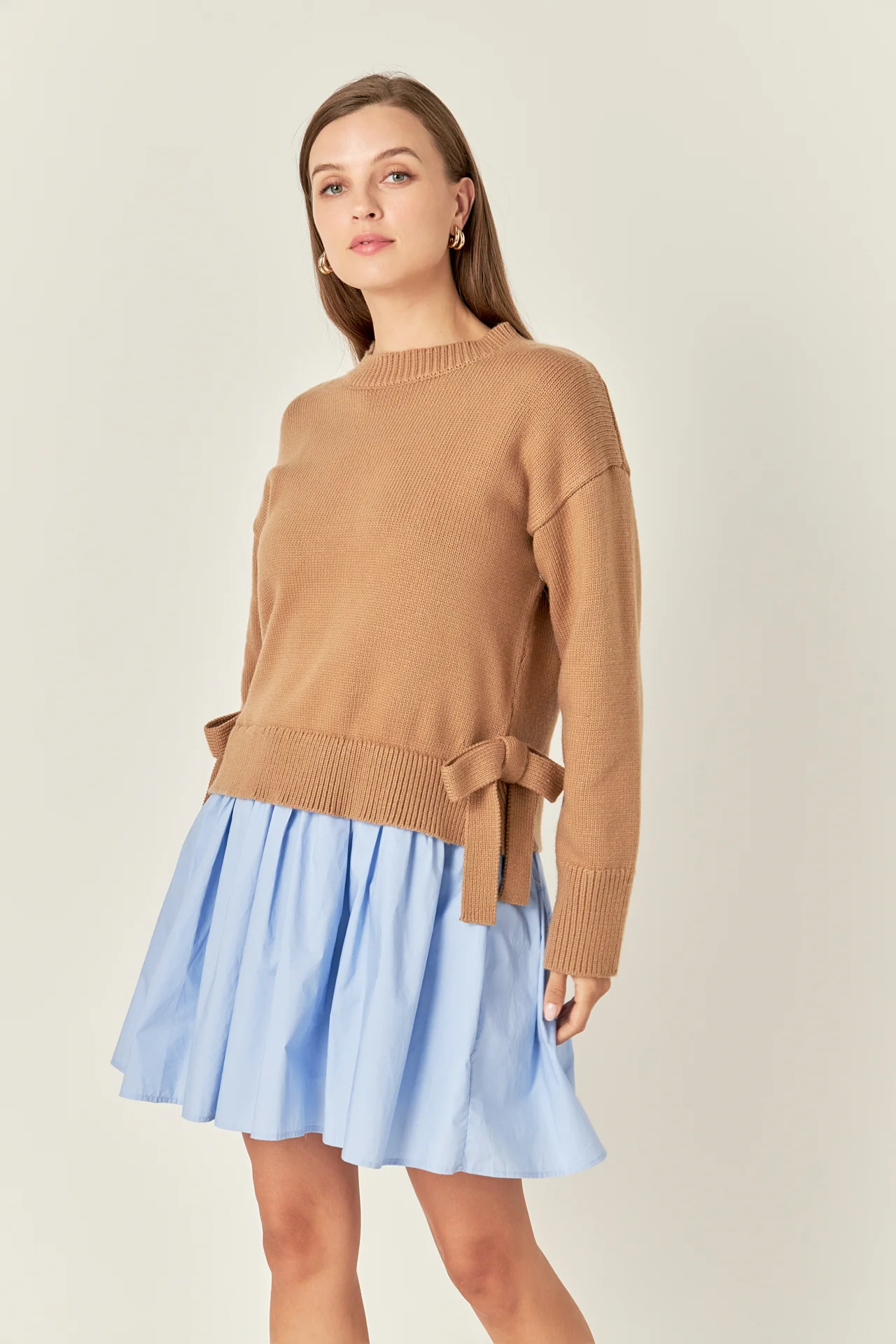 Side Tie Mixed Media Mini Dress - Image 5