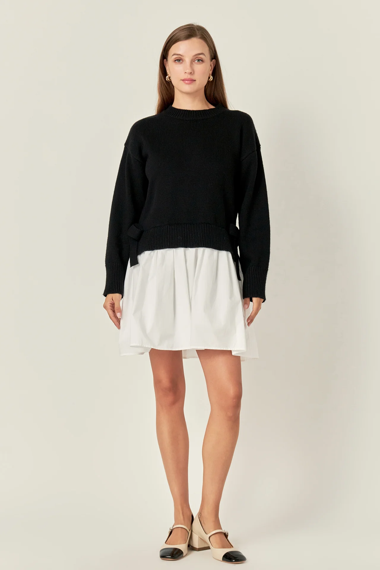 Side Tie Mixed Media Mini Dress - Image 6