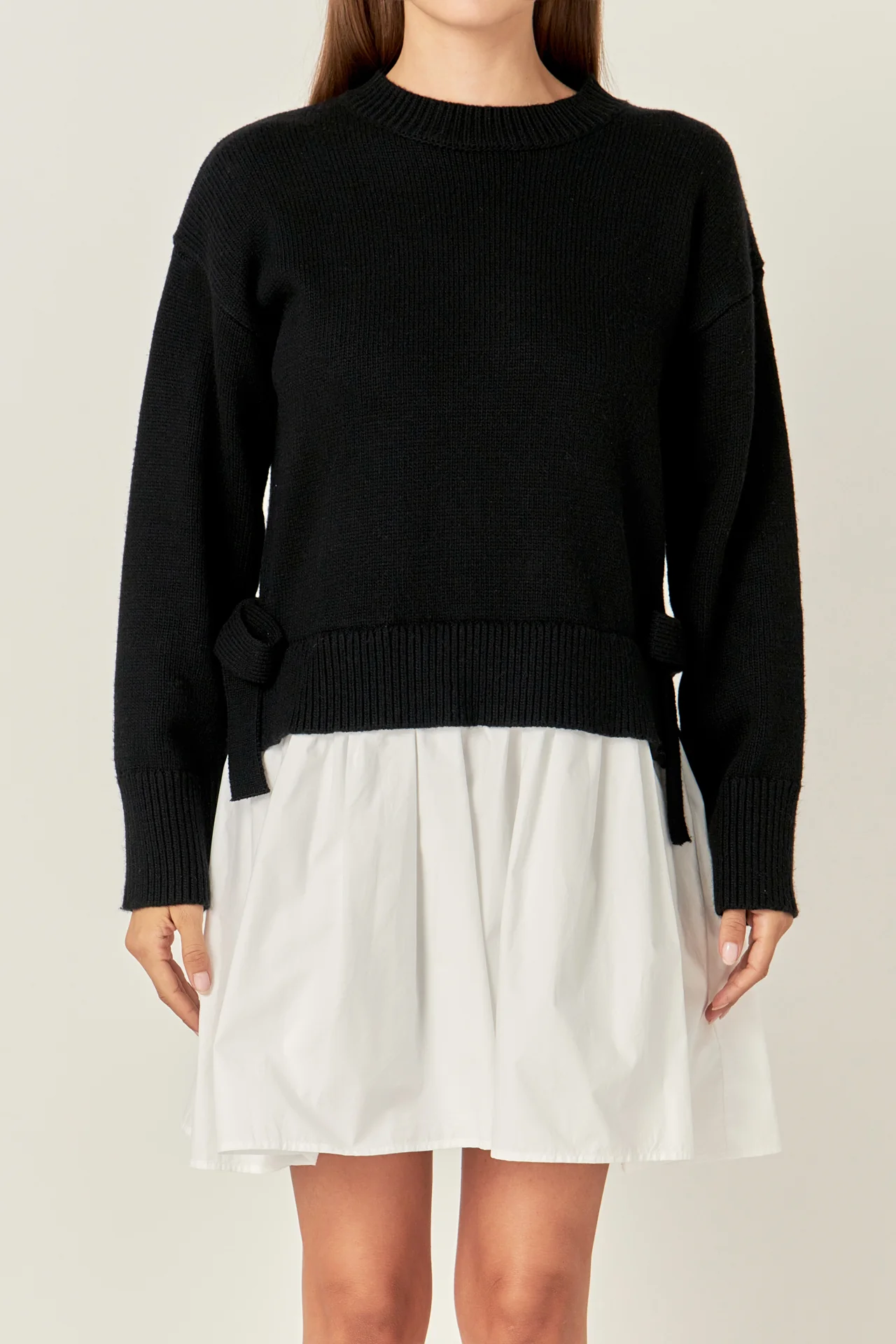 Side Tie Mixed Media Mini Dress - Image 7