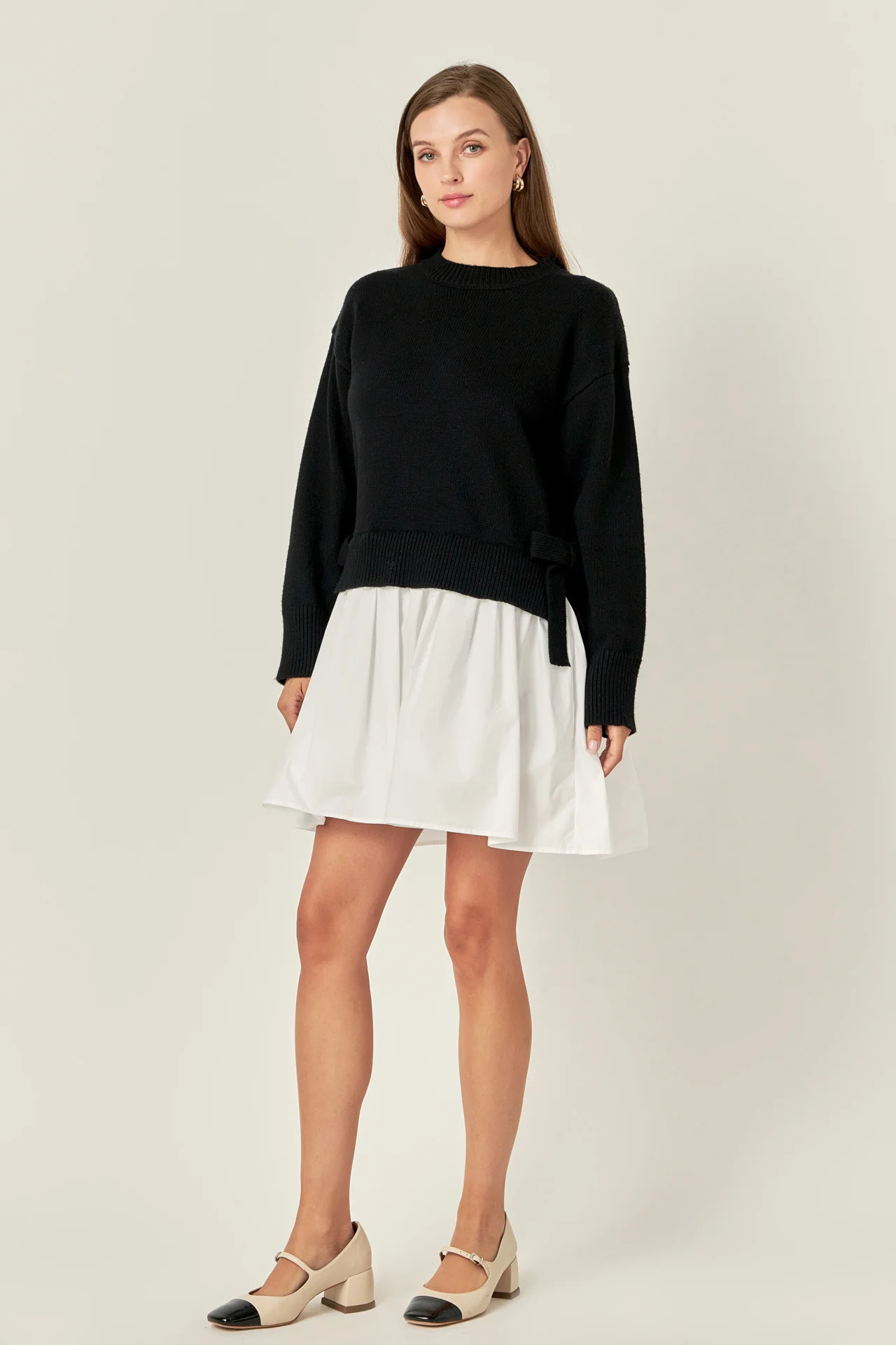 Side Tie Mixed Media Mini Dress - Image 8