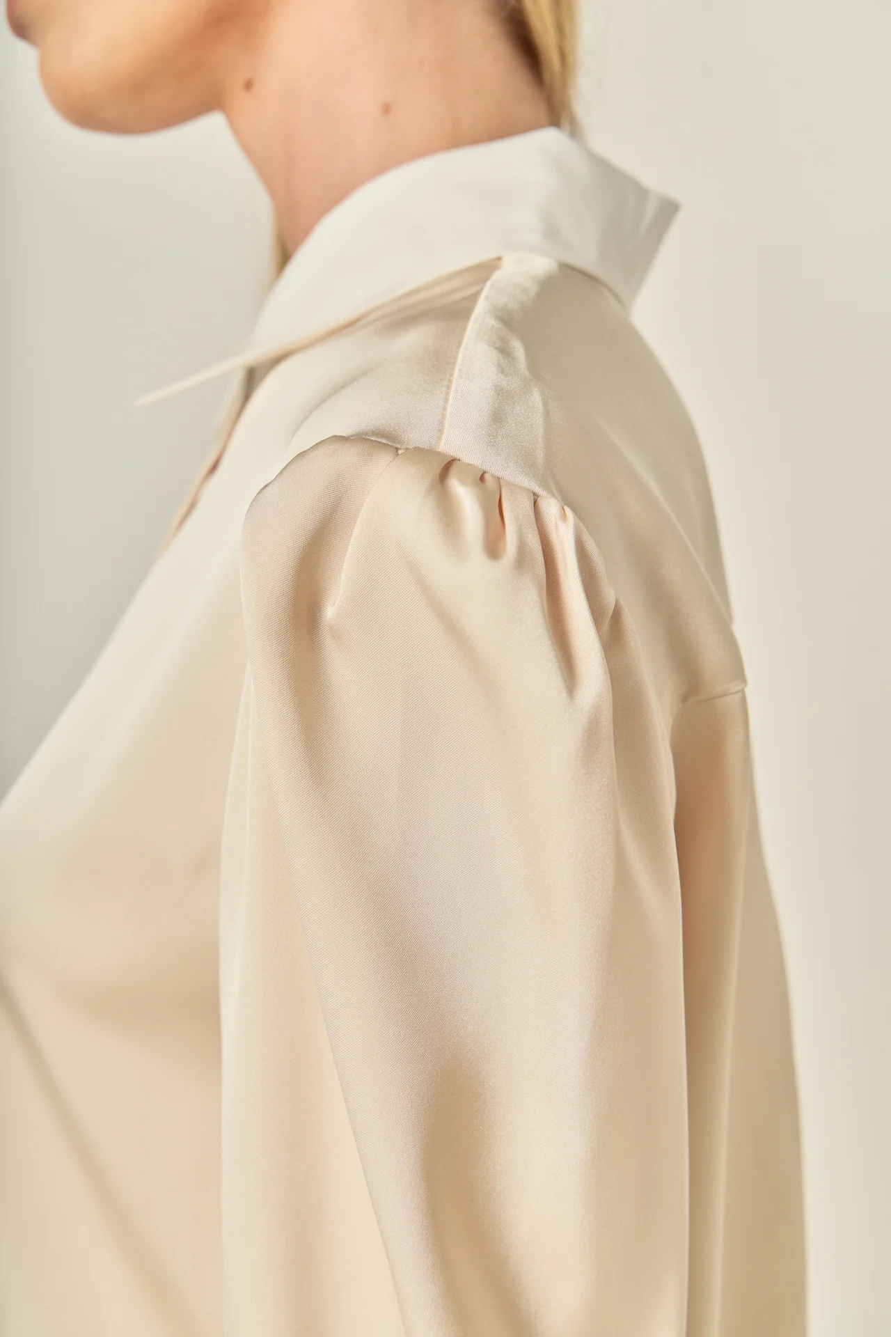 Silky Shirt with Poplin Combo Collar - Image 5