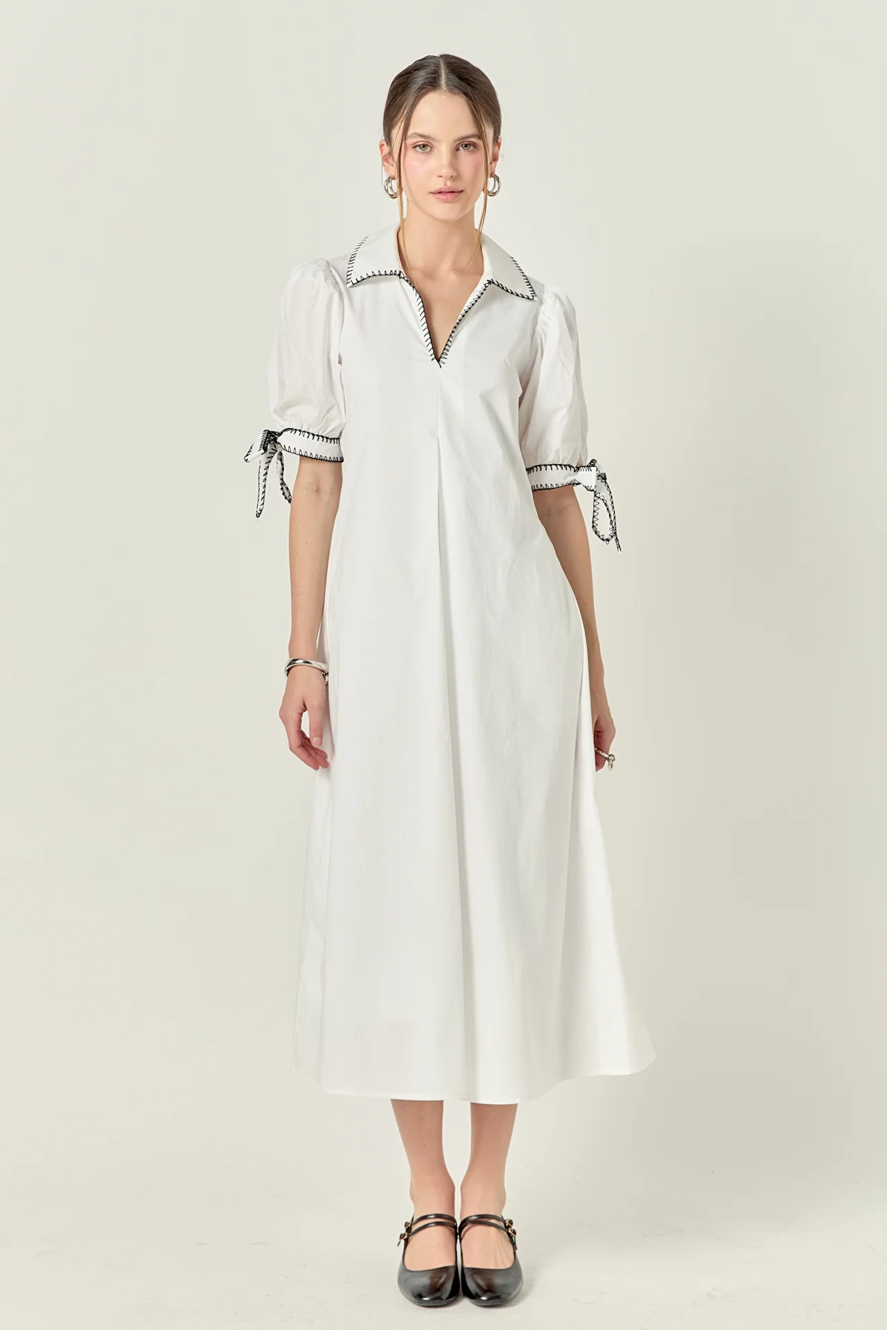 Stitch Detailed Midi Dress - Image 16