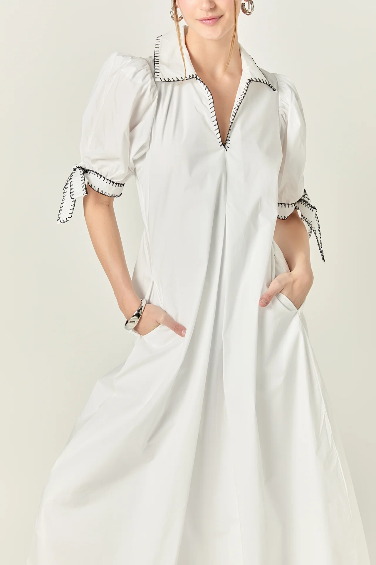 Stitch Detailed Midi Dress - Image 17