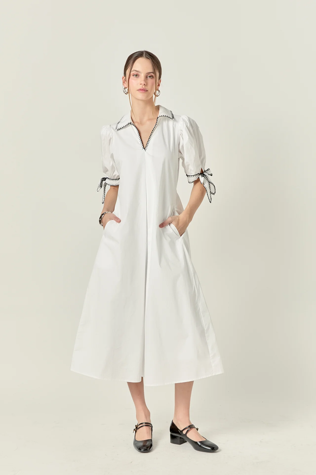 Stitch Detailed Midi Dress - Image 20