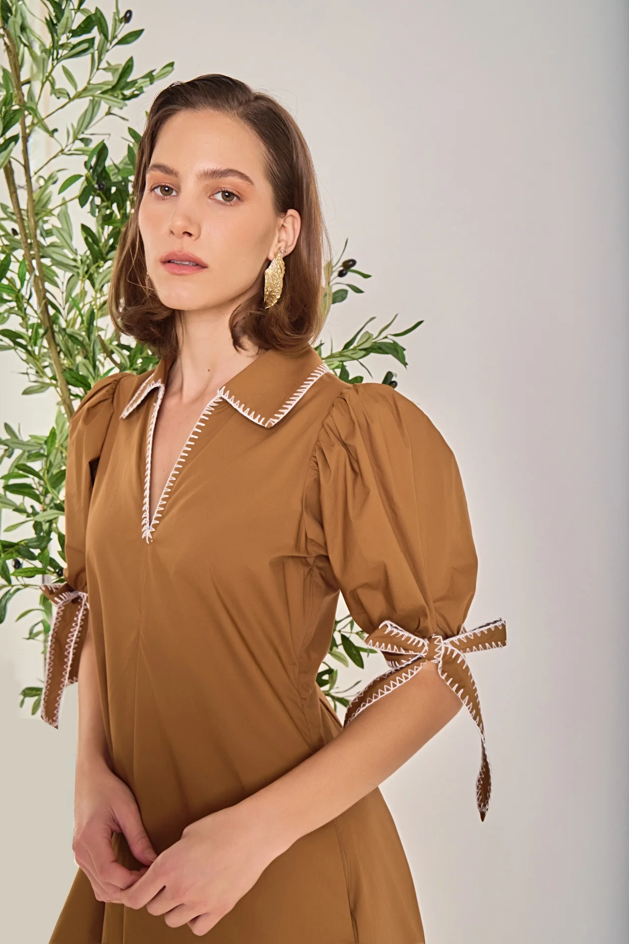 Stitch Detailed Midi Dress - Image 8