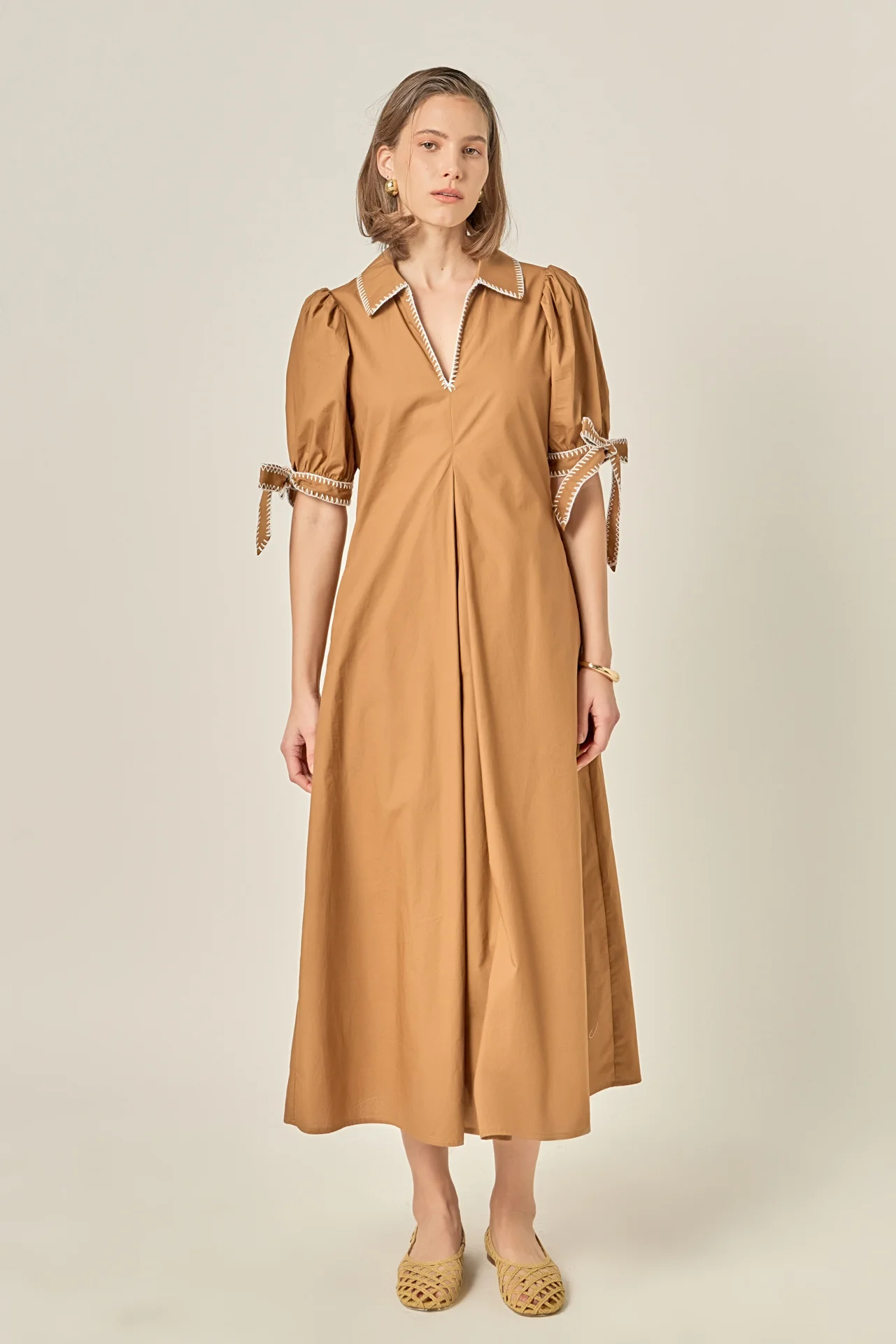 Stitch Detailed Midi Dress - Image 9