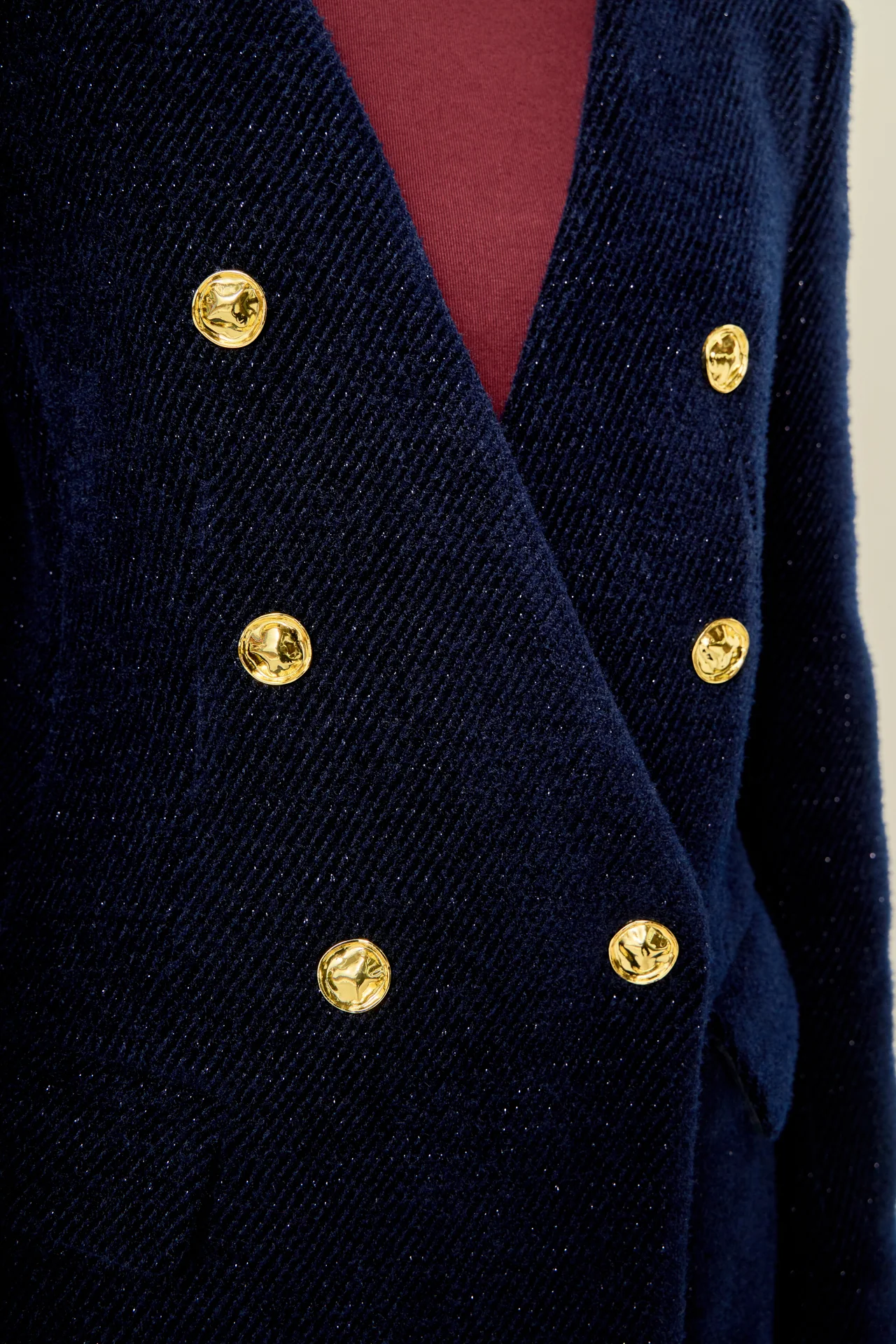 Structured Lapeless Textured Jacket - Image 3