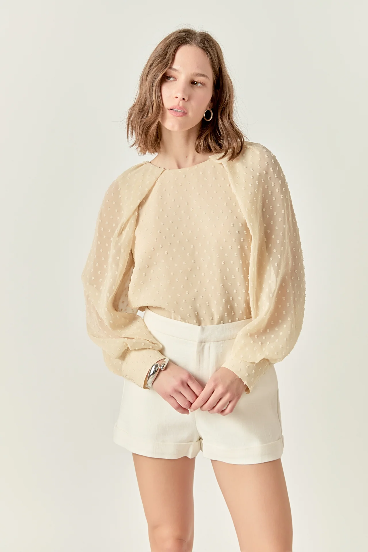 Swiss Dot Long Sleeve Blouse - Image 5