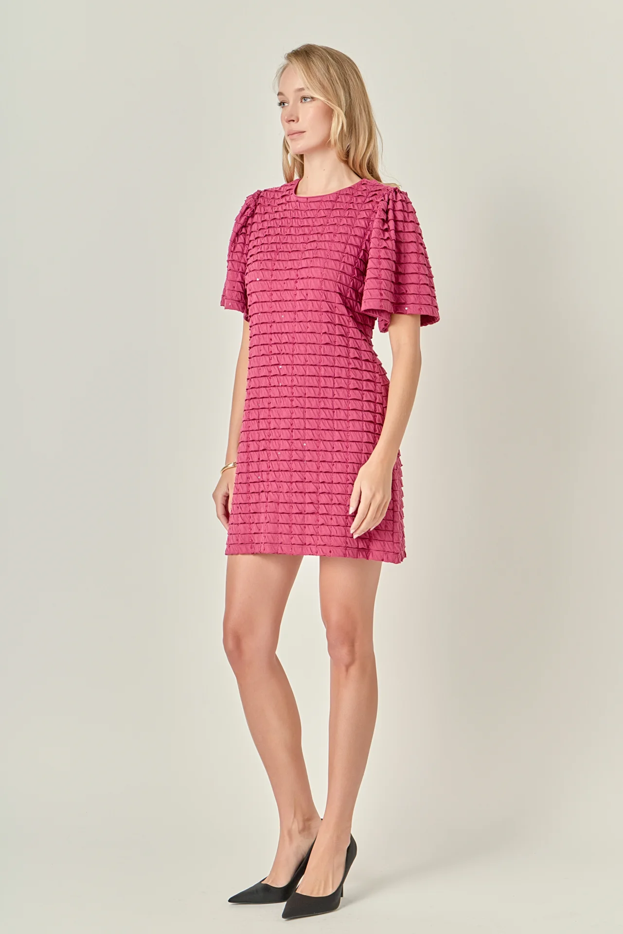 Tiered Jersey Mini Dress With Embroidery - Image 3