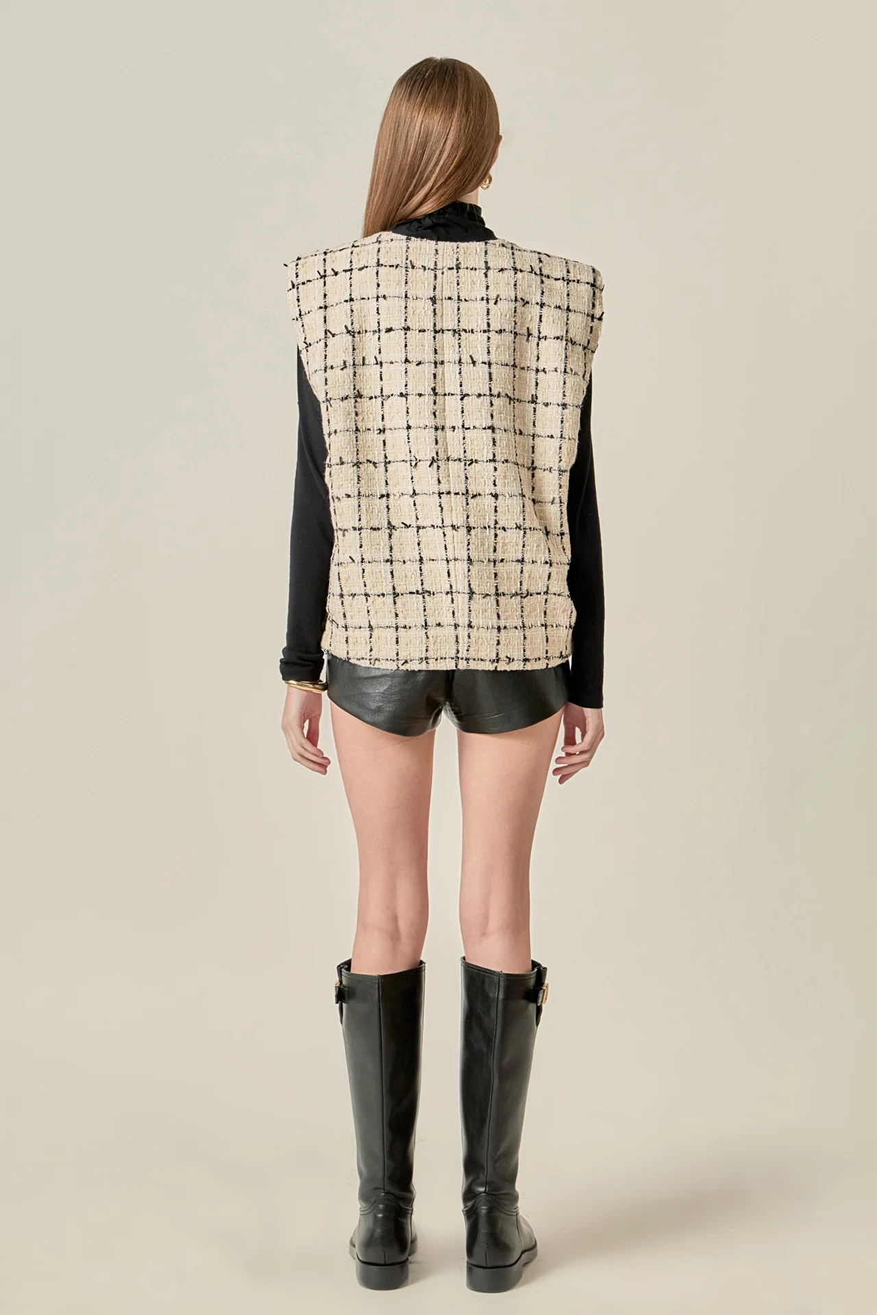 Premium Tweed Vest with Shoulder Pads - Image 4