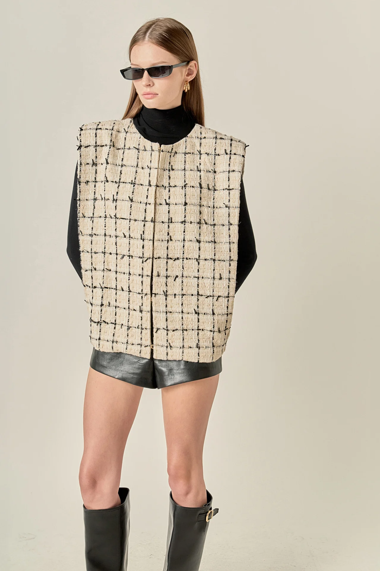 Premium Tweed Vest with Shoulder Pads - Image 5