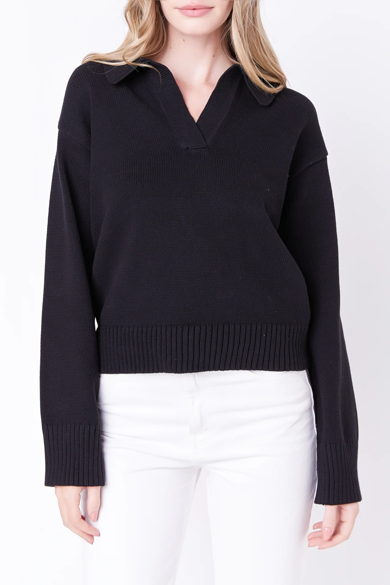 V-neckline with Collar Sweater - Image 7