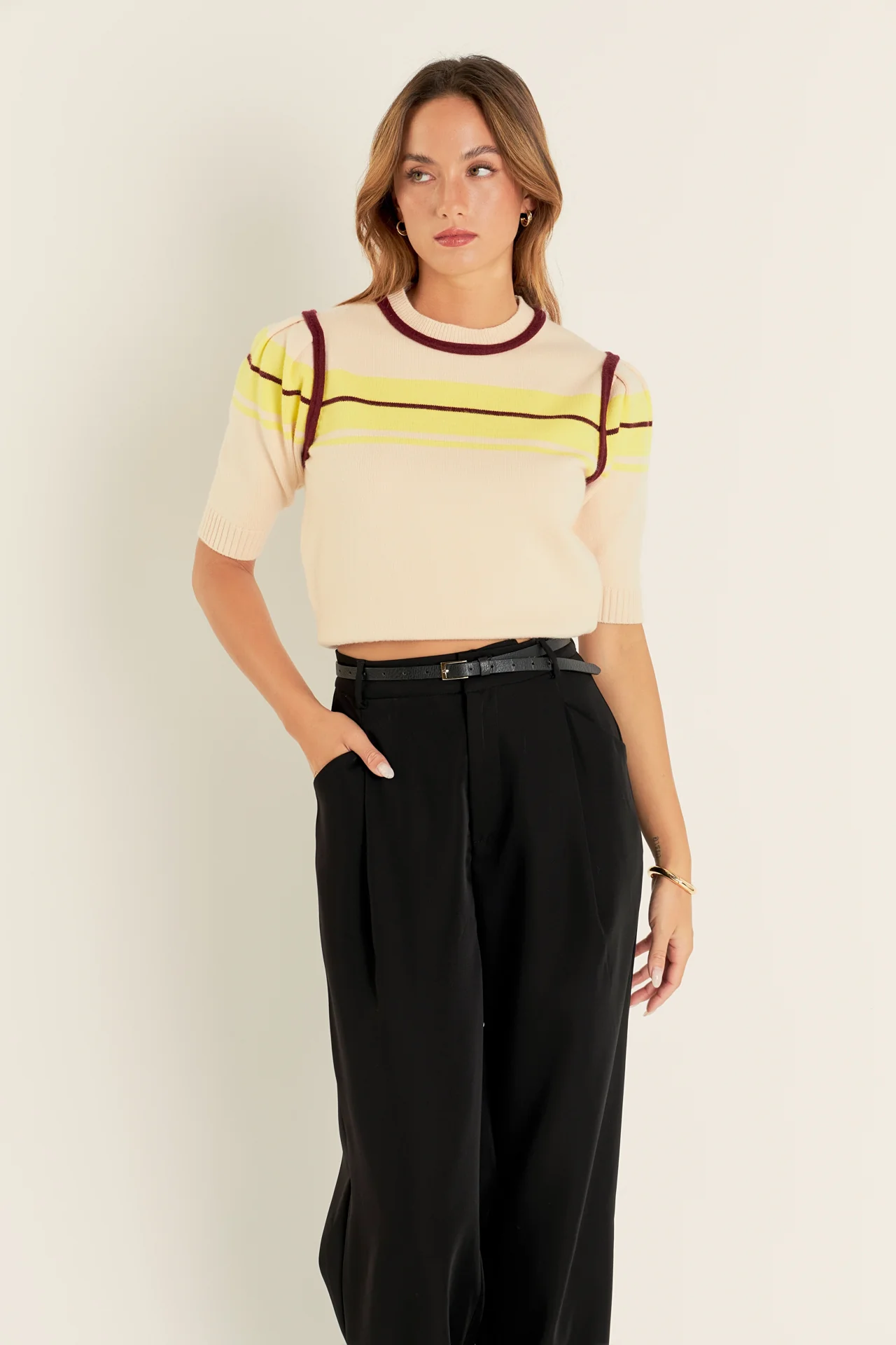 Women Knit Contrast Shirt - Image 16