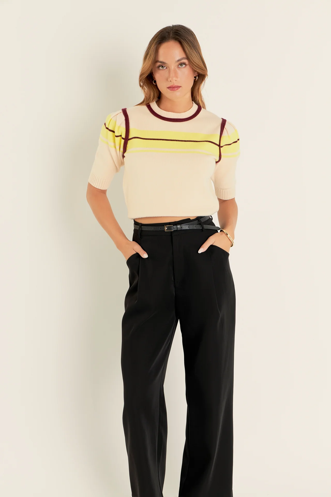 Women Knit Contrast Shirt - Image 17