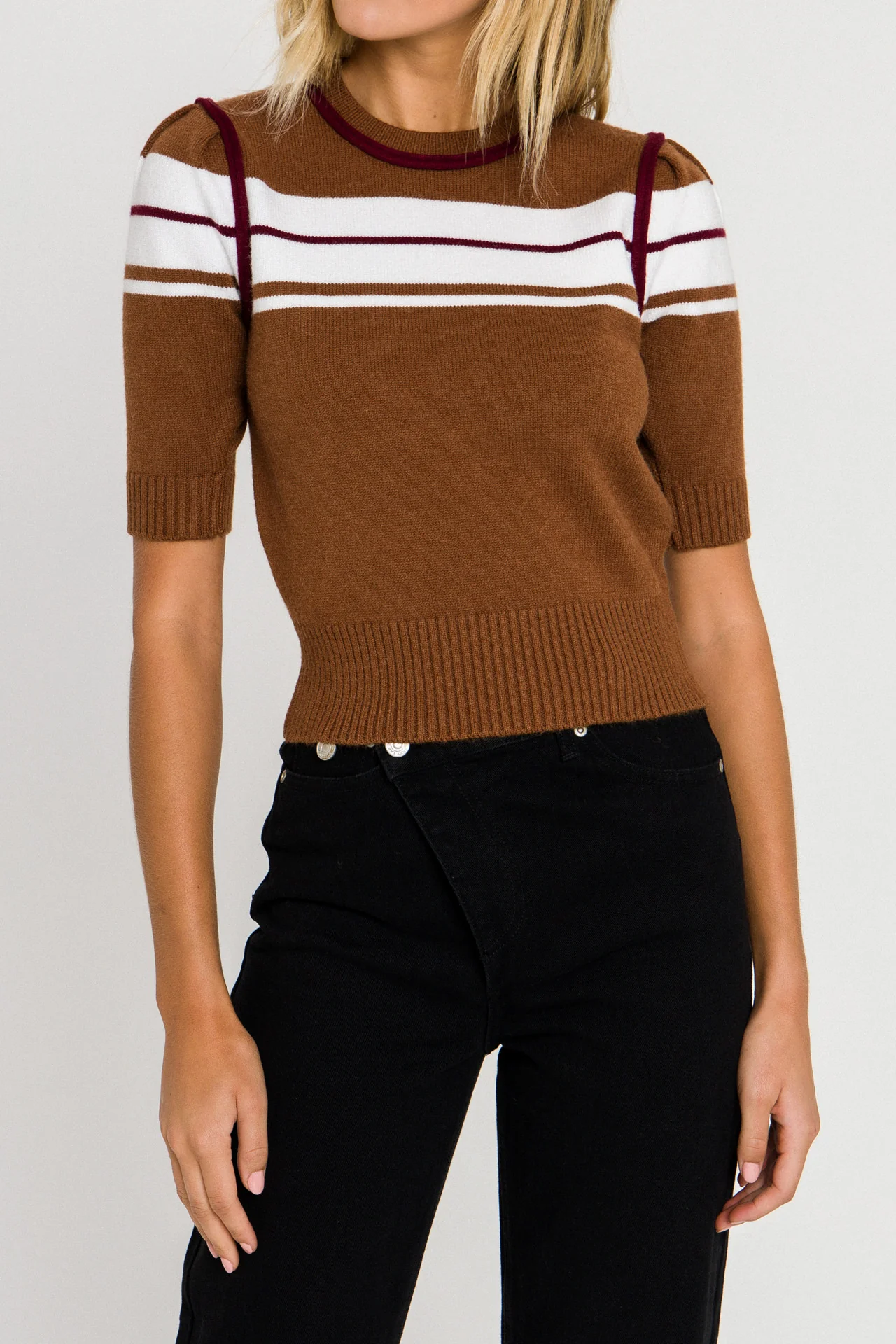 Women Knit Contrast Shirt - Image 19
